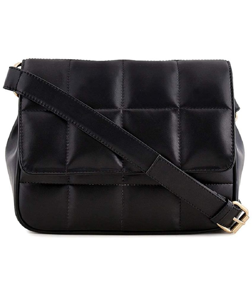     			Lychee Bags - Black PU Sling Bag