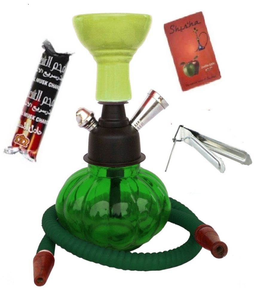     			Metalmastery Green 20 cm Glass Table Hookah - Pack of 1