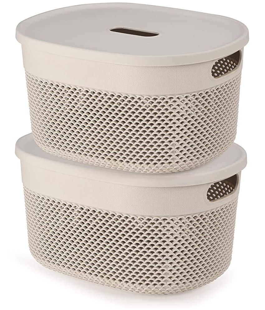     			Oliveware Plastic Grey Utility Container ( Set of 2 )