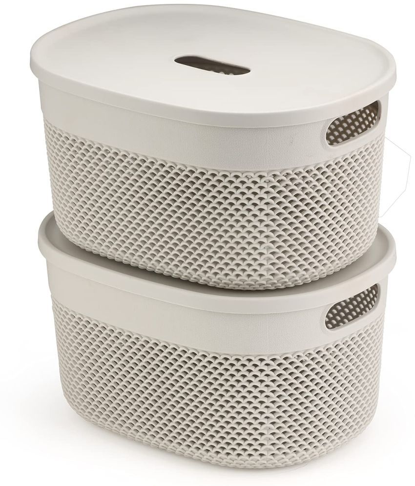     			Oliveware Plastic Grey Utility Container ( Set of 2 )