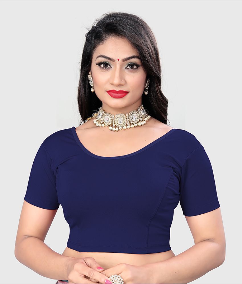     			AKSHAR TEX - Navy Blue Readymade without Pad Lycra Women's Blouse ( Pack of 1 )