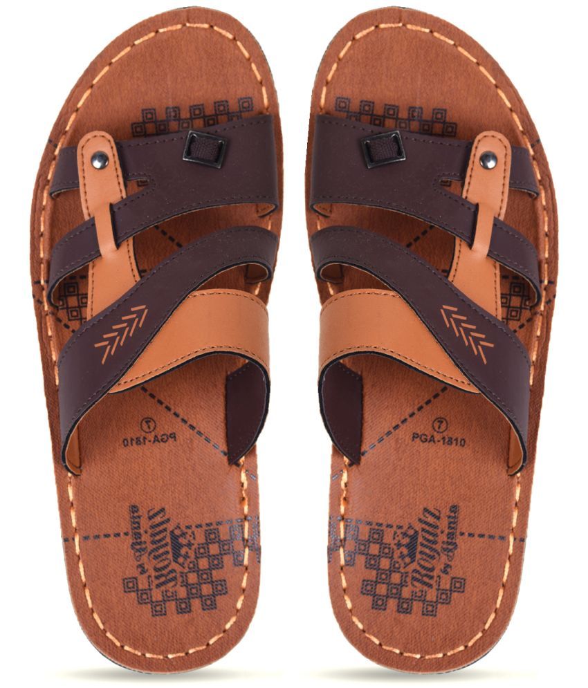     			Ajanta - Brown Men's Leather Slipper