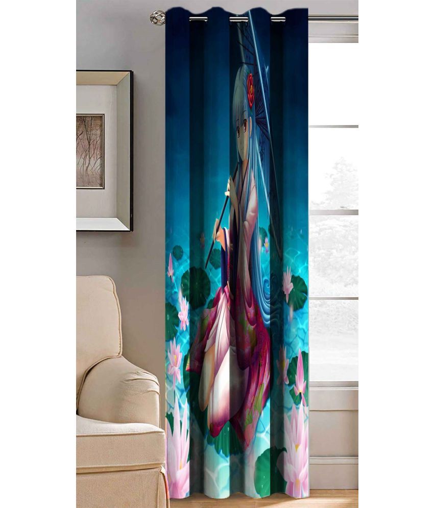     			BELLA TRUE Abstract Printed Semi-Transparent Eyelet Curtain 5 ft ( Pack of 1 ) - Multicolor