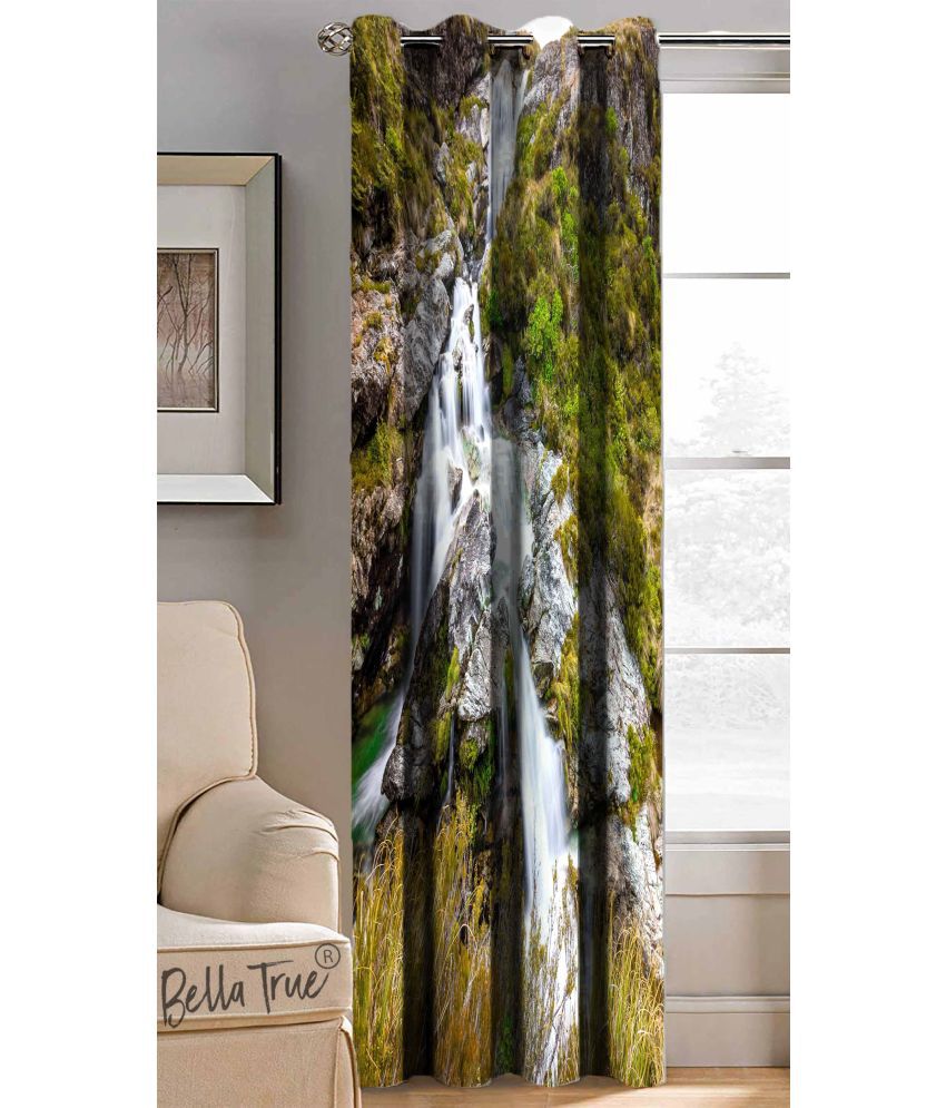     			BELLA TRUE Abstract Printed Semi-Transparent Eyelet Curtain 5 ft ( Pack of 1 ) - Multicolor
