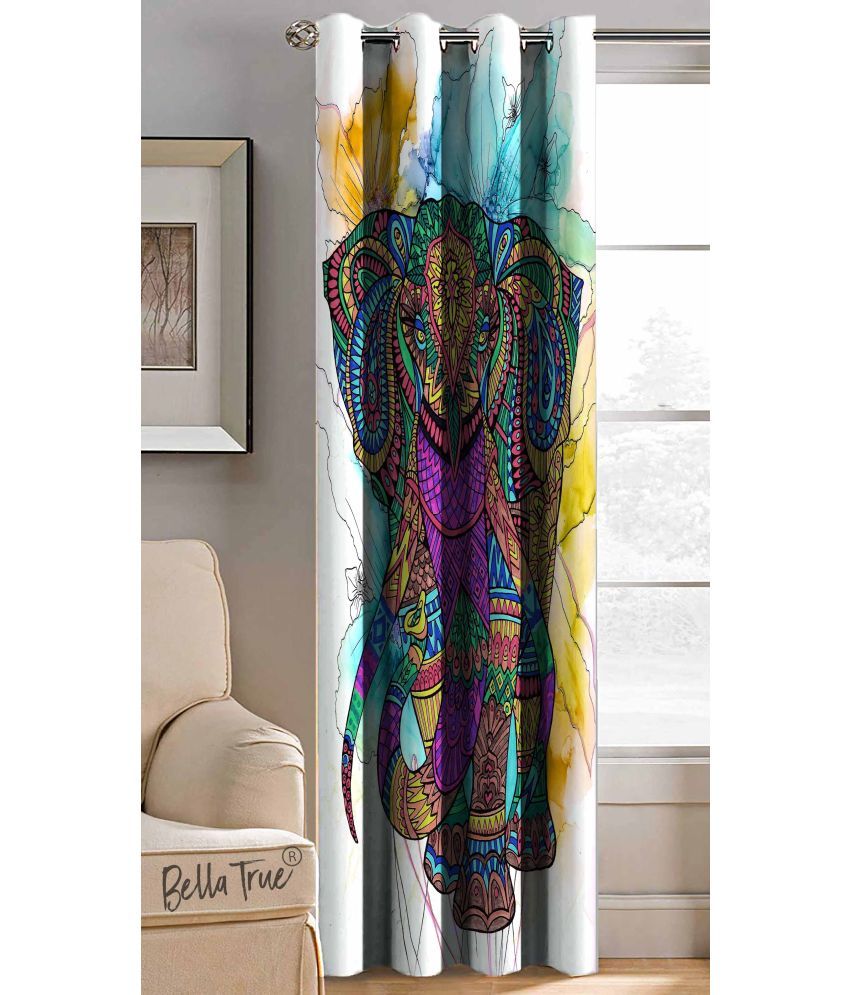     			BELLA TRUE Abstract Printed Semi-Transparent Eyelet Curtain 5 ft ( Pack of 1 ) - Multicolor