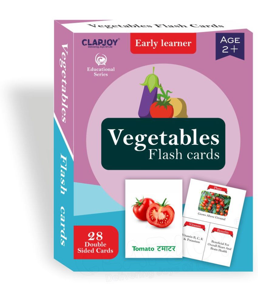     			Clapjoy Vegetables Double Sided Flash Cards for Kids | Easy & Fun Way of Learning| Return Gift for Kids Ages 2-6 Years Old Boys and Girls.
