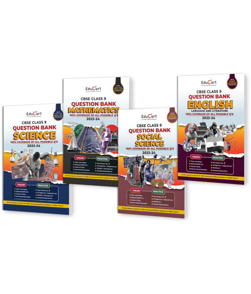     			Educart CBSE Class 9 Question Bank SCIENCE, MATHS, SOCIAL SCIENCE & ENGLISH For 2023-2024 (Combo of 4 Books)