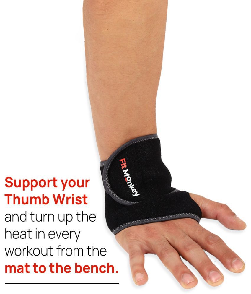     			Fitmonkey - Thumb Wrist Support Wrap Brace Binder Stabilizer For Gym Fitness Workout (Pack Of 1)