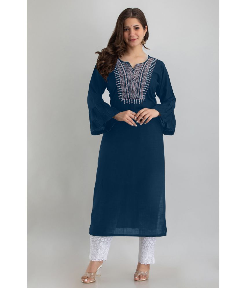     			Femvy - Blue Rayon Women's Straight Kurti ( Pack of 1 )