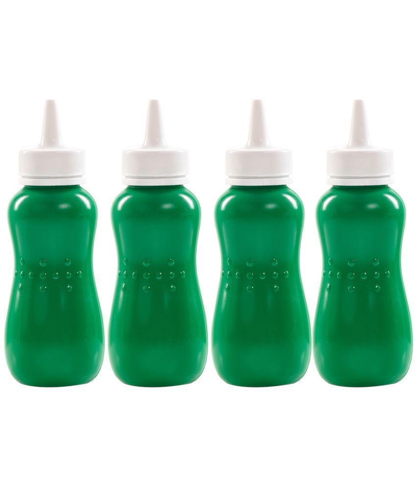     			HOMETALES Plastic Squeeze Bottle for Ketchup Honey Sauce Dispenser Bottle 400ml each, Green, (4U)