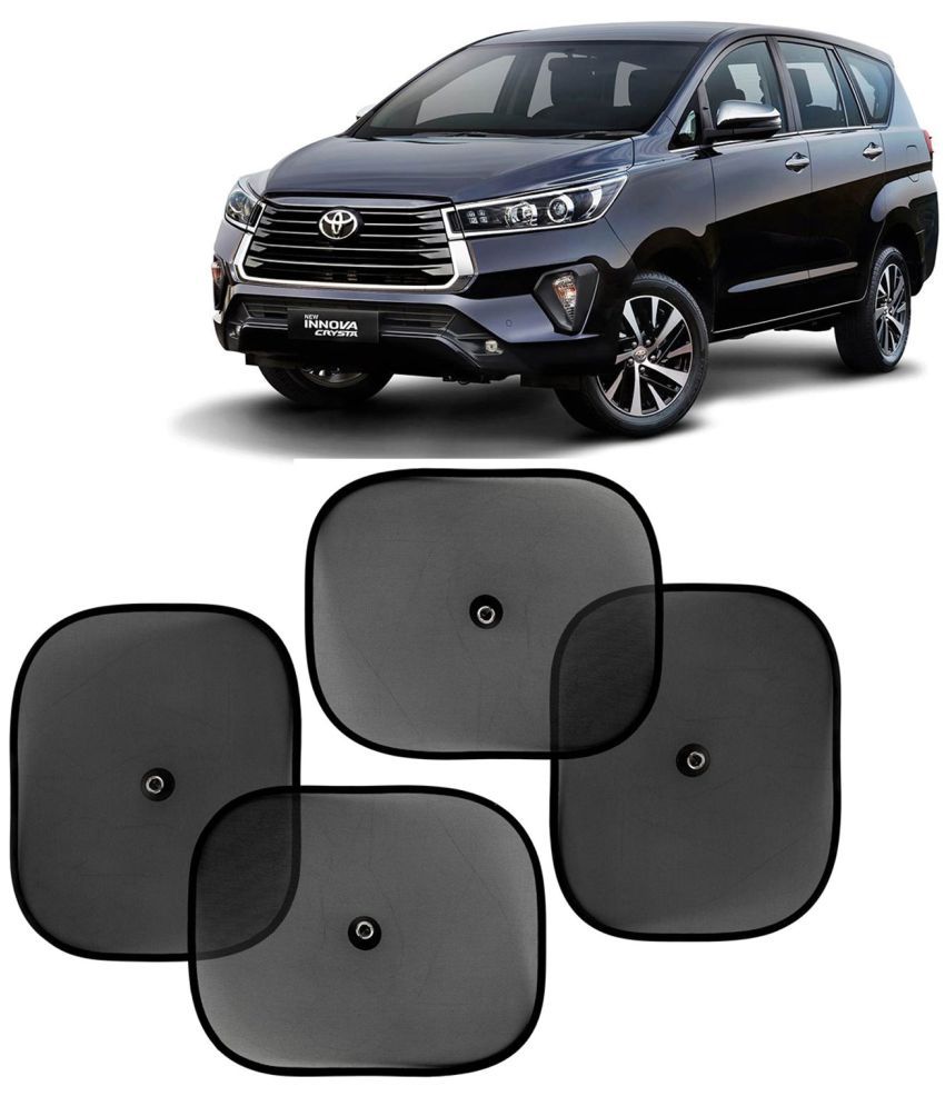     			Kingsway Car Curtain Sticky Sun Shade Universal Use for Toyota Innova Crysta, 2021 Onwards Model, Color : Black, Mesh, Pack of 4 Piece Car Sun Shades Blinds Cover