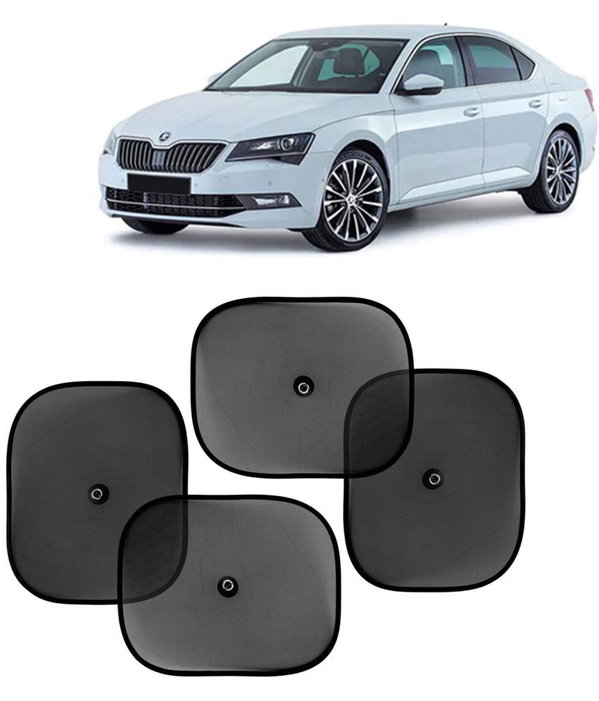     			Kingsway Car Curtain Sticky Sun Shade Universal Use for Skoda Superb, 2020 Onwards Model, Color : Black, Mesh, Pack of 4 Piece Car Sun Shades Blinds Cover