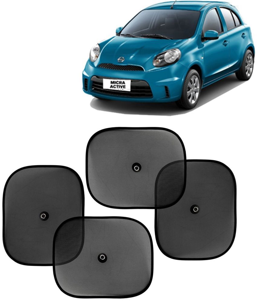     			Kingsway Car Curtain Sticky Sun Shade Universal Use for Nissan Micra Active, 2010 Onwards Model, Color : Black, Mesh, Pack of 4 Piece Car Sun Shades Blinds Cover