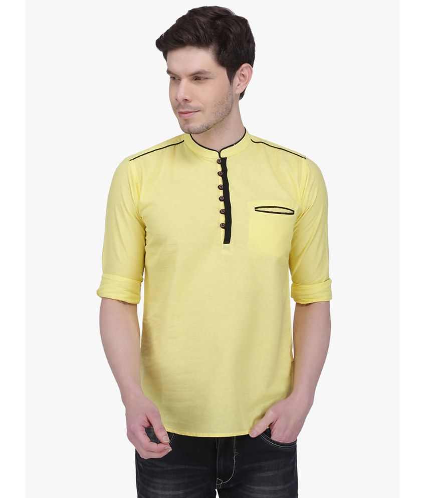     			Kuons Avenue - Yellow Linen Men's Regular Kurta ( Pack of 1 )