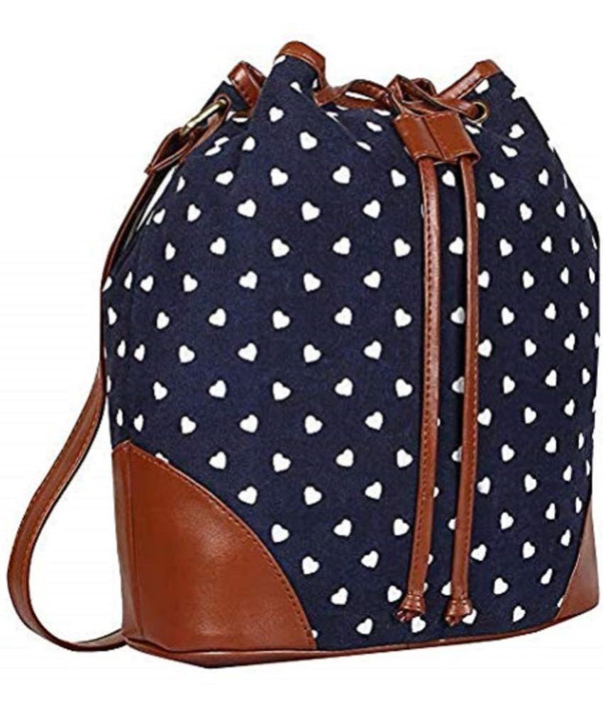     			Lychee Bags - Blue Canvas Sling Bag