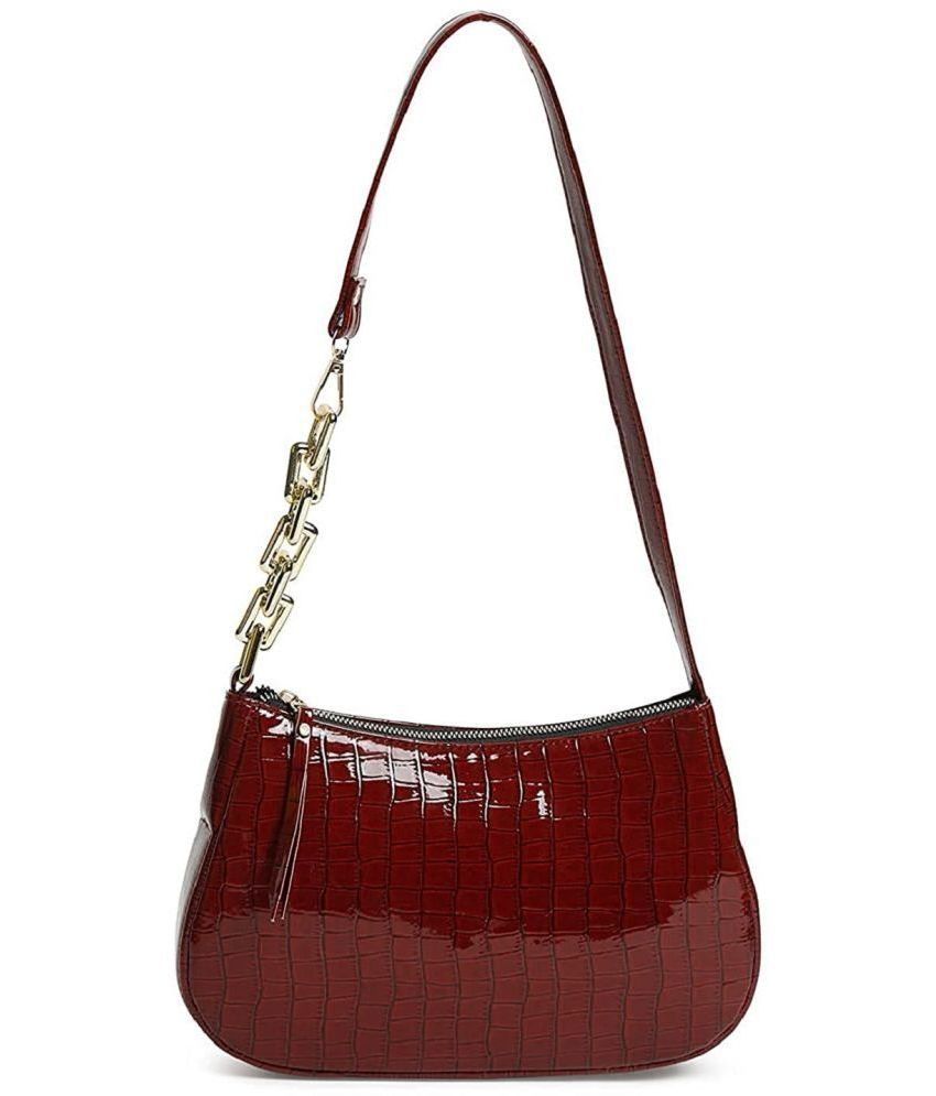     			Lychee Bags - Red PU Shoulder Bag