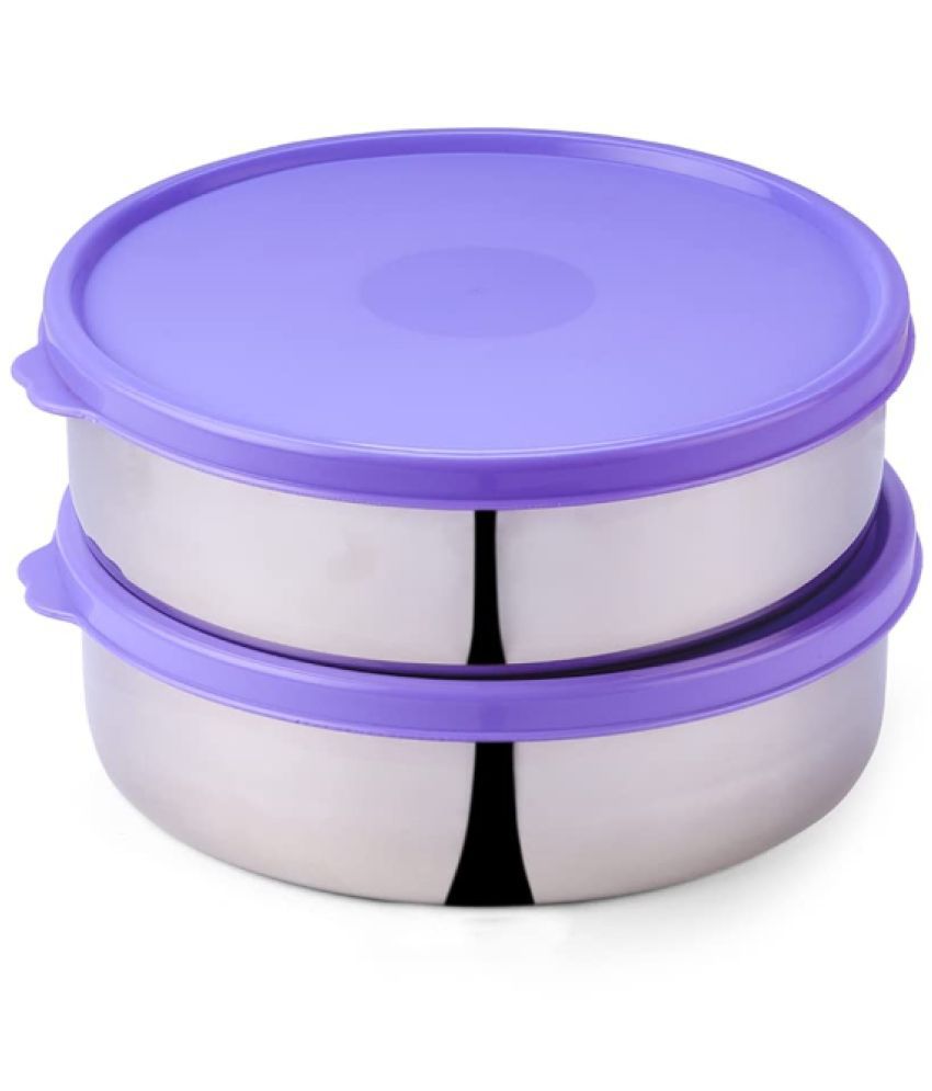     			Oliveware Steel Purple Food Container ( Set of 2 )