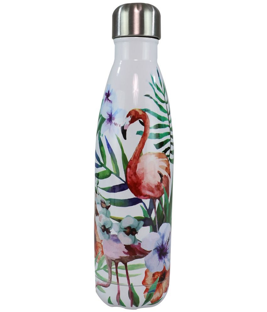     			Smily Kidddos - Steel water bottle - Flamingo white White Water Bottle 500 mL ( Set of 1 )