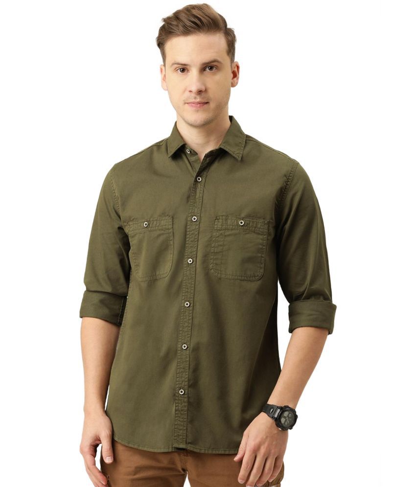     			IVOC - Olive 100% Cotton Regular Fit Men's Casual Shirt ( Pack of 1 )