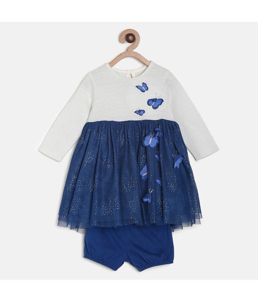     			MINI KLUB - Navy Cotton Blend Baby Girl Dress ( Pack of 1 )