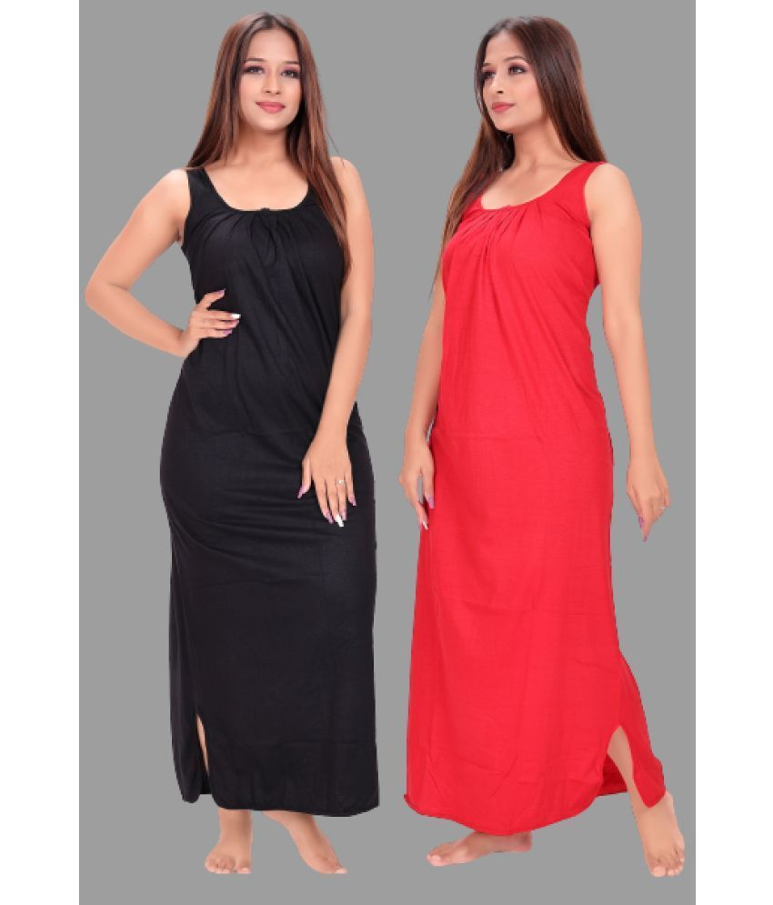     			BROUZZZ4U - Red Cotton Blend Women's Nightwear Nighty & Night Gowns ( Pack of 2 )