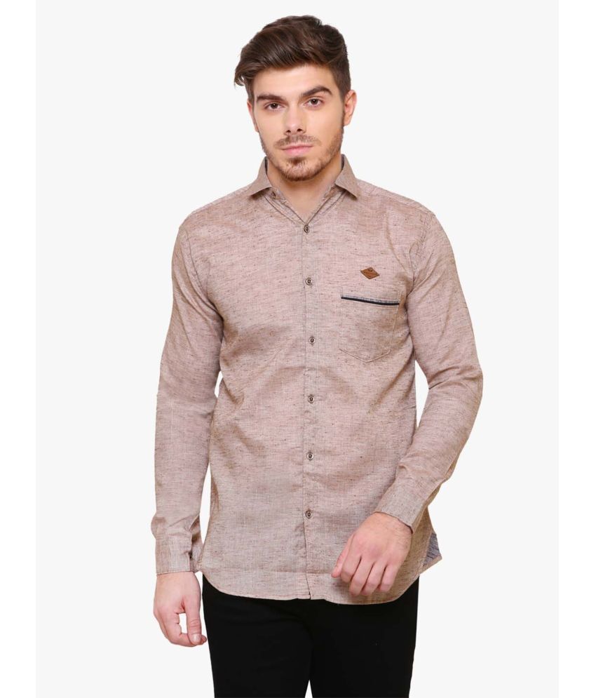     			Kuons Avenue - Brown Linen Slim Fit Men's Casual Shirt ( Pack of 1 )