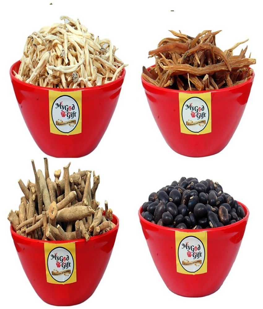     			MYGODGIFT Shatavar, Safed Musli, Ashwagandha Kaunch Beej 50 GM EACH 200 gm Pack of 4