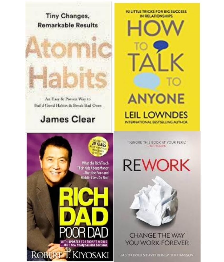     			Atomic Habits + How To Talk Anyone + Rich Dad Poor Dad + Rework