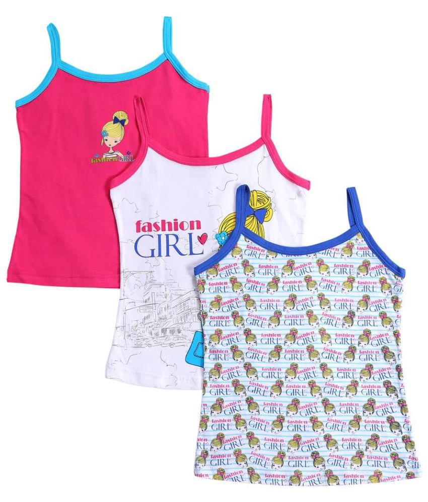     			Bodycare Girls Printed Dori Vest Pack Of 3-Assorted