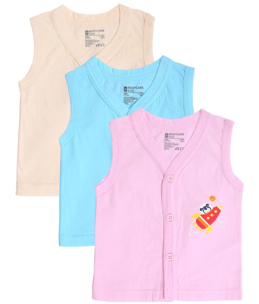     			Bodycare Unisex Vest Front Open Half Sleeves Pack Of 3-Assorted 40