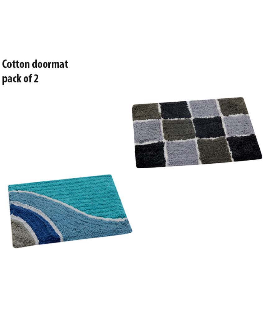     			HOMETALES - Anti-skid Cotton Door Mat ( 60 X 40 cm ) Set of 2 - Black