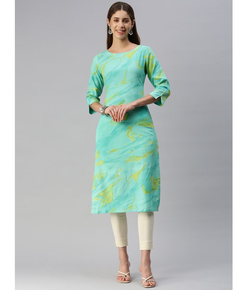     			Hritika - Turquoise Viscose Women's Straight Kurti ( Pack of 1 )