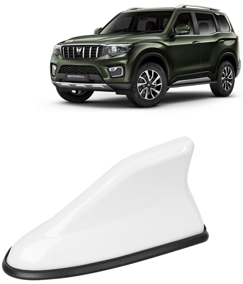     			Kingsway Shark Fin Antenna Roof Aerial Base AM FM Redio Signal, Replace Existing Car Antenna, Waterproof Rubber Ring with ABS Body, Universal Fit for Mahindra Scorpio N 2022 Onwards, 1 Piece - White