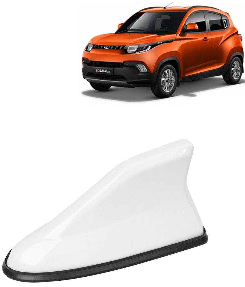     			Kingsway Shark Fin Antenna Roof Aerial Base AM FM Redio Signal, Replace Existing Car Antenna, Waterproof Rubber Ring with ABS Body, Universal Fit for Mahindra KUV 100 2016 Onwards, 1 Piece - White