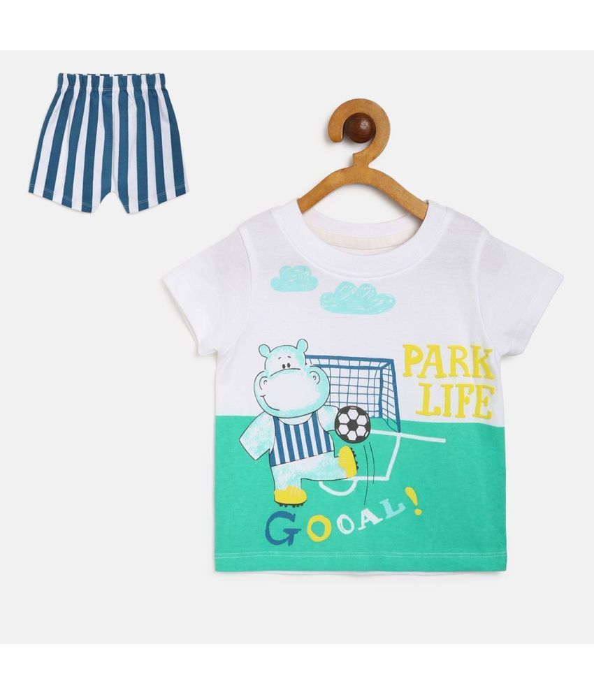     			MINI KLUB Pack of 1 Baby Boys Cotton T-Shirt & Shorts ( White )