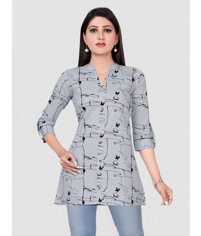     			Meher Impex - Grey Cotton Blend Women's Tunic ( Pack of 1 )