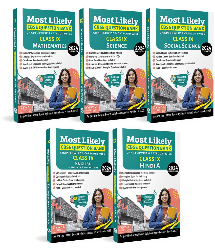     			Oswal-Gurukul Most Likely CBSE Question Bank Class 9 Bundles (Set of 5) : Maths, Science, Social Science, English & Hindi-A for Exam 2024