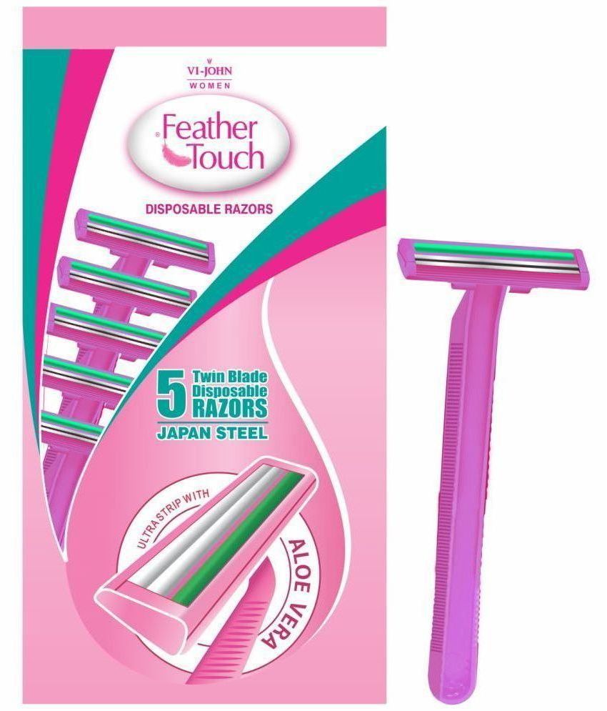     			VI-JOHN Feather Touch Twin Blades Ultrastrip With Aloevera Disposable Razor for Women (5 PCS)
