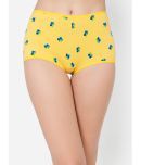 Clovia Cotton Printed Women's Boy Shorts ( Yellow )