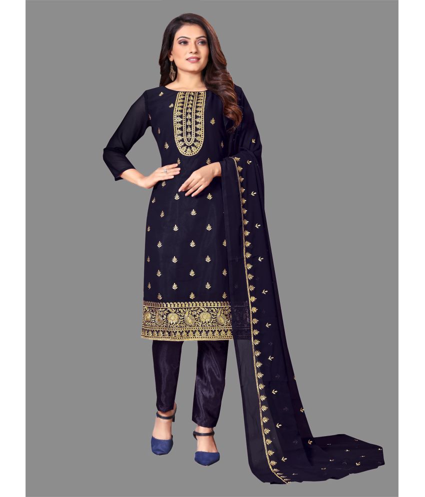     			Aika - Unstitched Black Georgette Dress Material ( Pack of 1 )