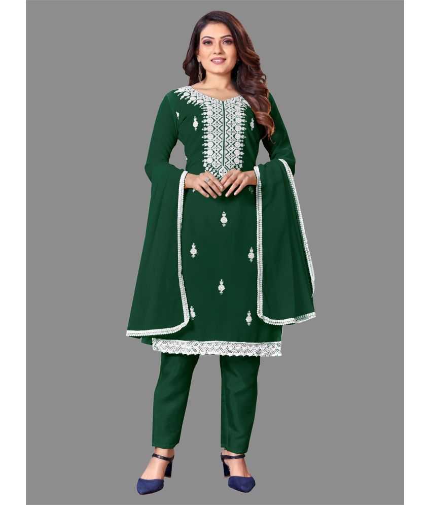     			Aika - Unstitched Green Georgette Dress Material ( Pack of 1 )