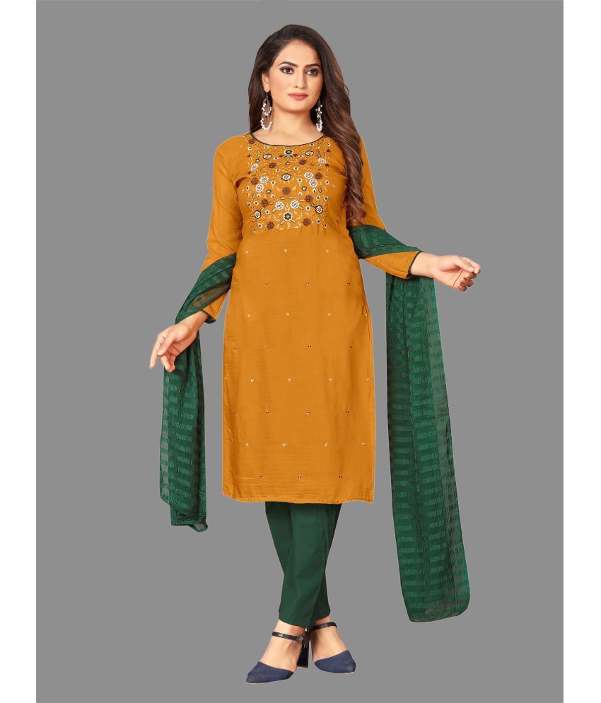     			Apnisha - Unstitched Mustard Cotton Dress Material ( Pack of 1 )