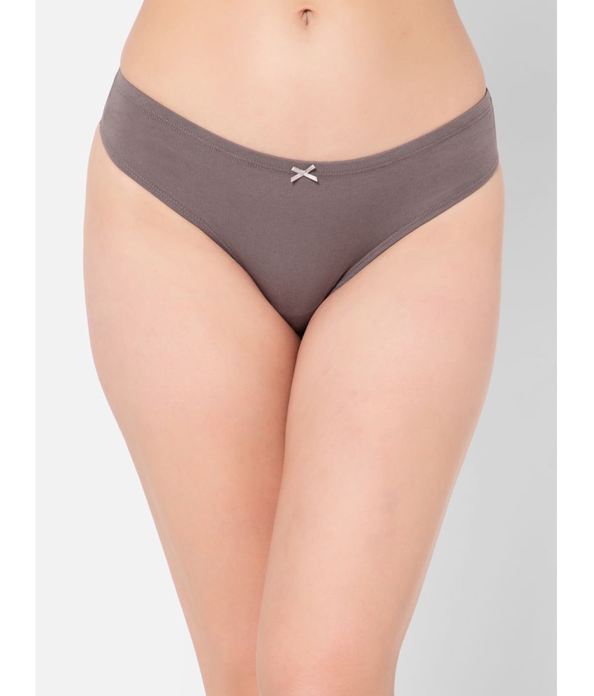     			Clovia - Grey Cotton Solid Women's Thongs ( Pack of 1 )