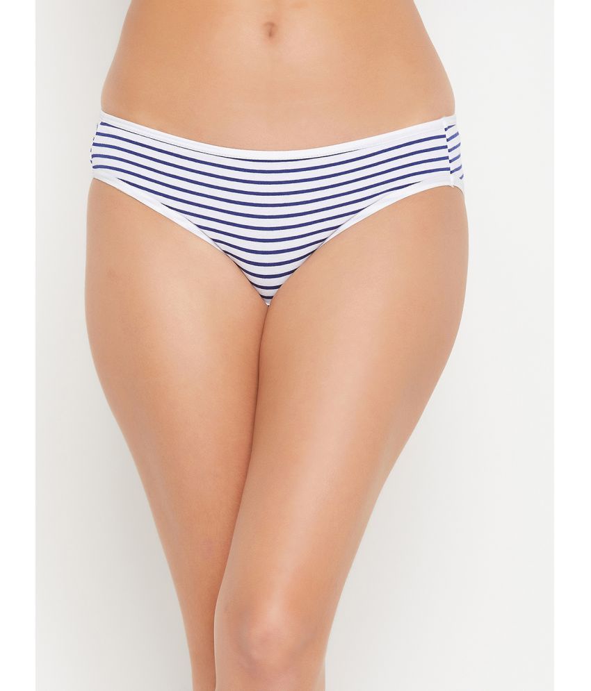     			Clovia Cotton Striped Women's Bikini ( Navy Blue )