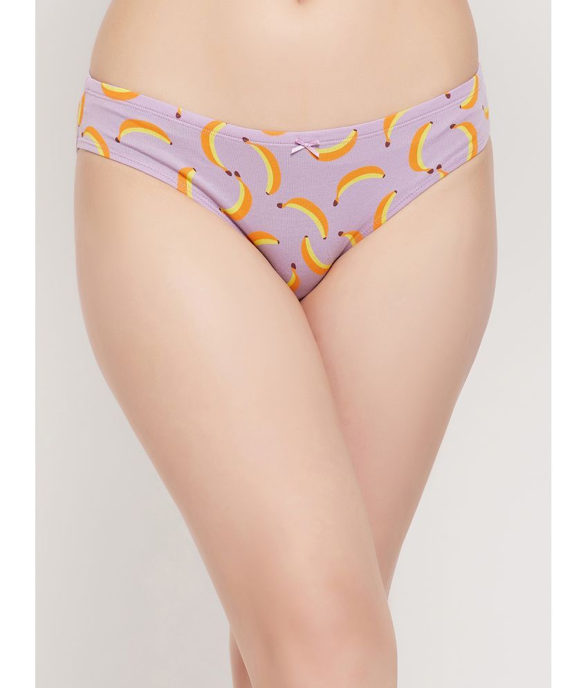     			Clovia - Purple Cotton Printed Women's Bikini ( Pack of 1 )