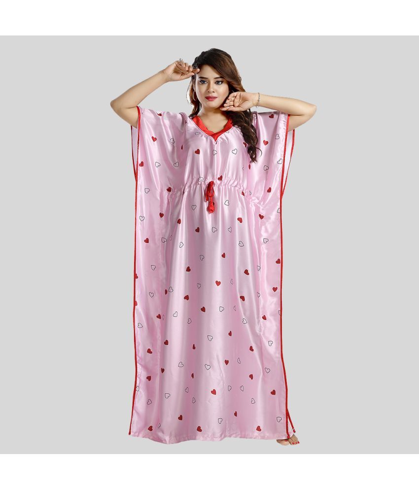     			Gutthi - Pink Satin Women's Nightwear Kaftan ( Pack of 1 )