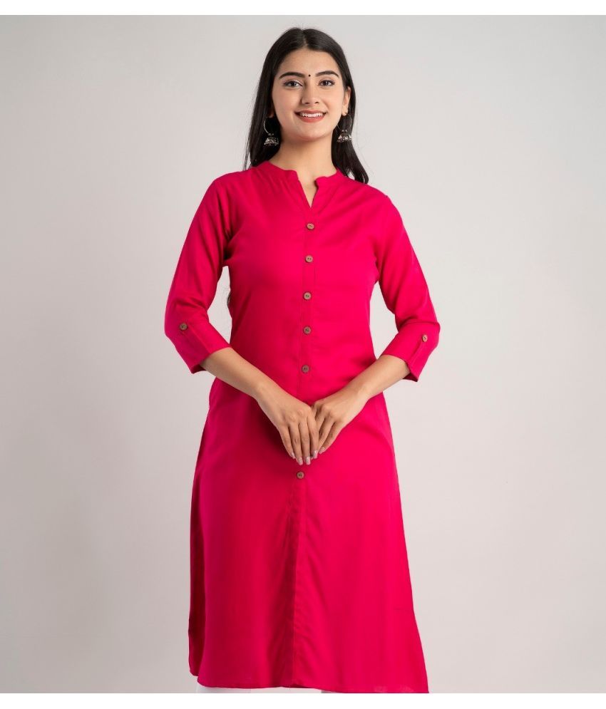     			MAUKA - Pink Rayon Women's Front Slit Kurti ( Pack of 1 )