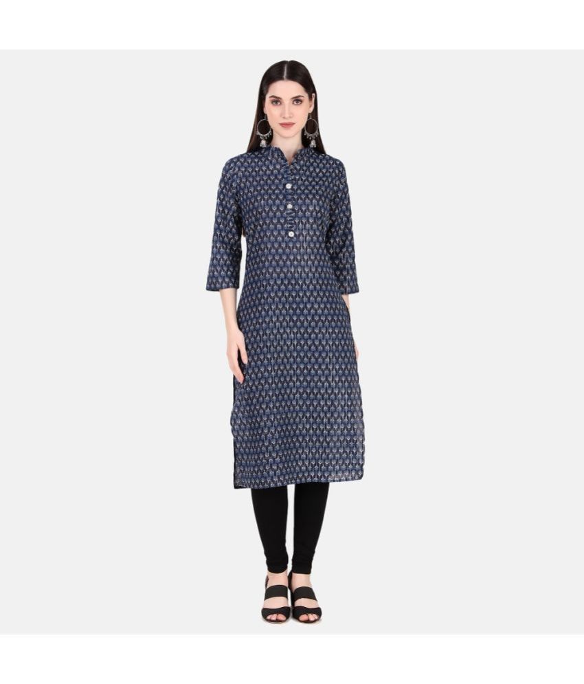     			V4M - Blue Cotton Women's Straight Kurti ( Pack of 1 )