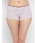 Clovia Cotton Printed Women's Boy Shorts ( White )