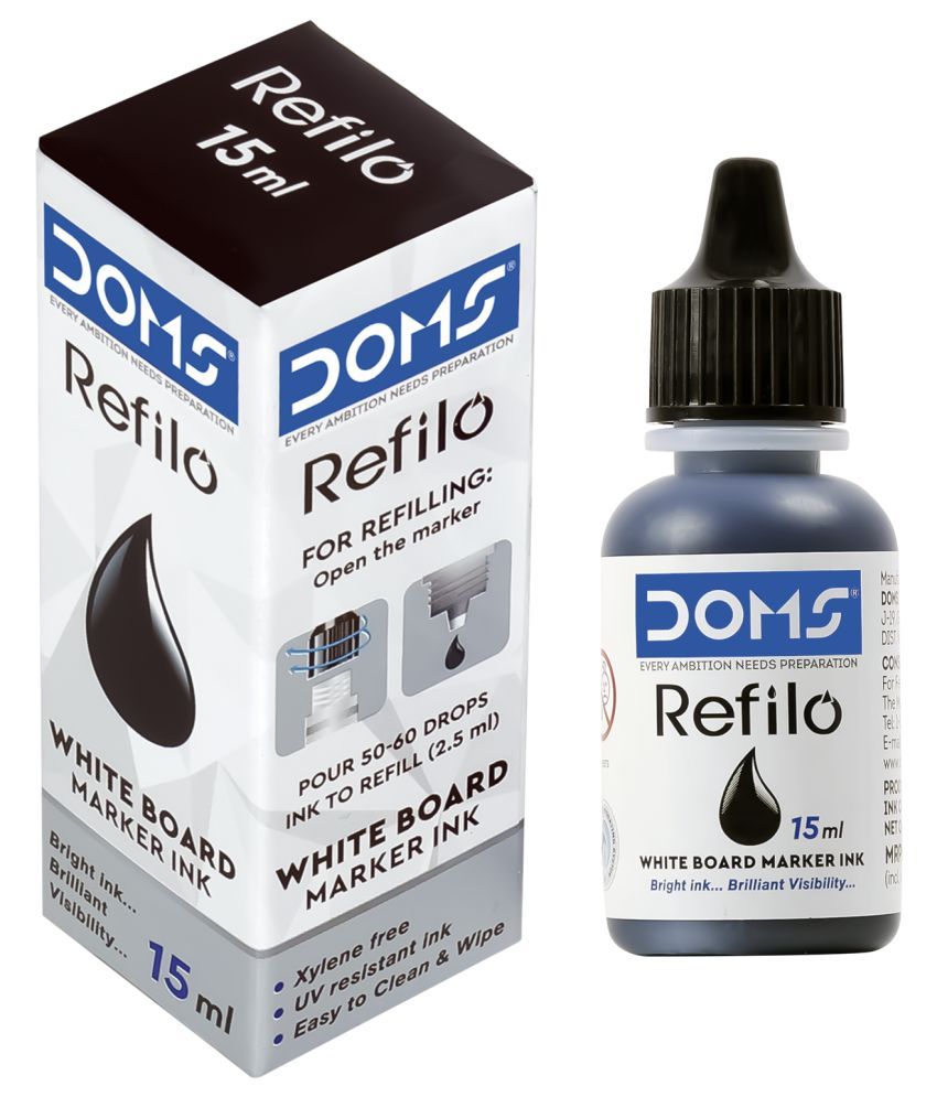     			DOMS Refilo Whiteboard Marker Black Ink 15ml (Pack Of 6)